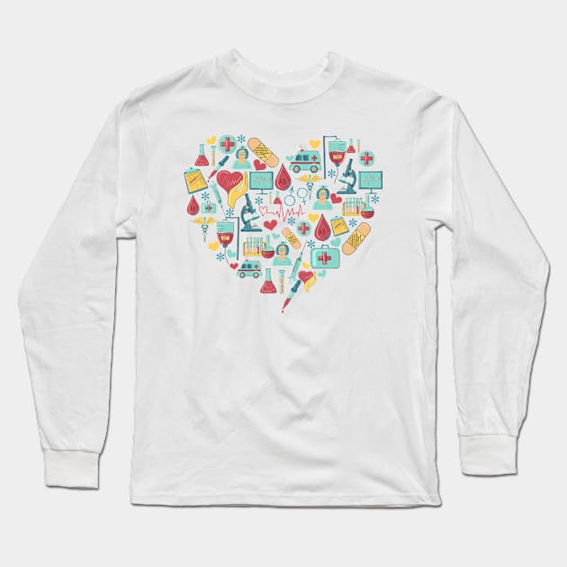 Phlebotomist Heart Design Long Sleeve T-Shirt by MedleyDesigns67